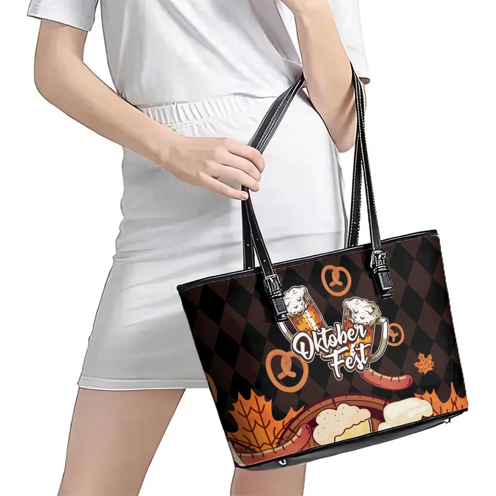 Oktoberfest German Beer Festival Celebration Leather Tote Bag - Wonder Print Shop