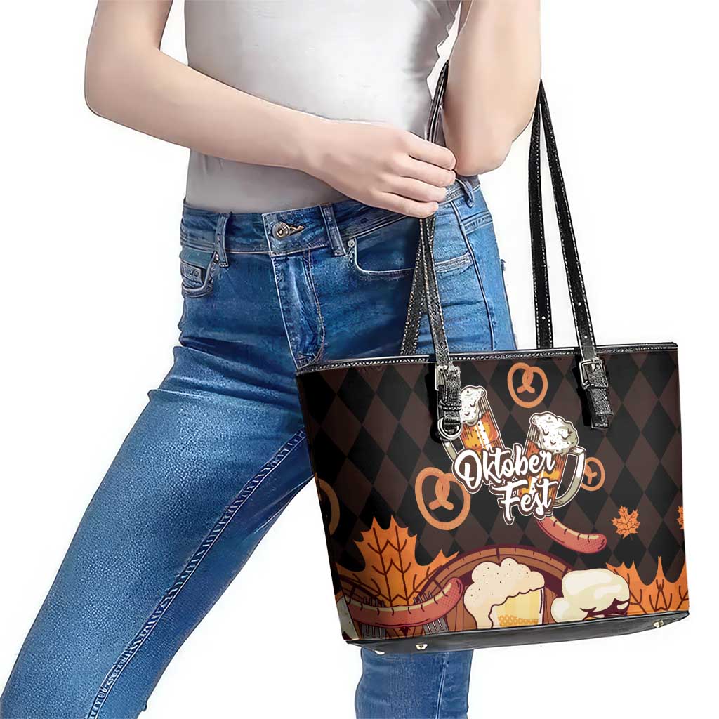 Oktoberfest German Beer Festival Celebration Leather Tote Bag - Wonder Print Shop