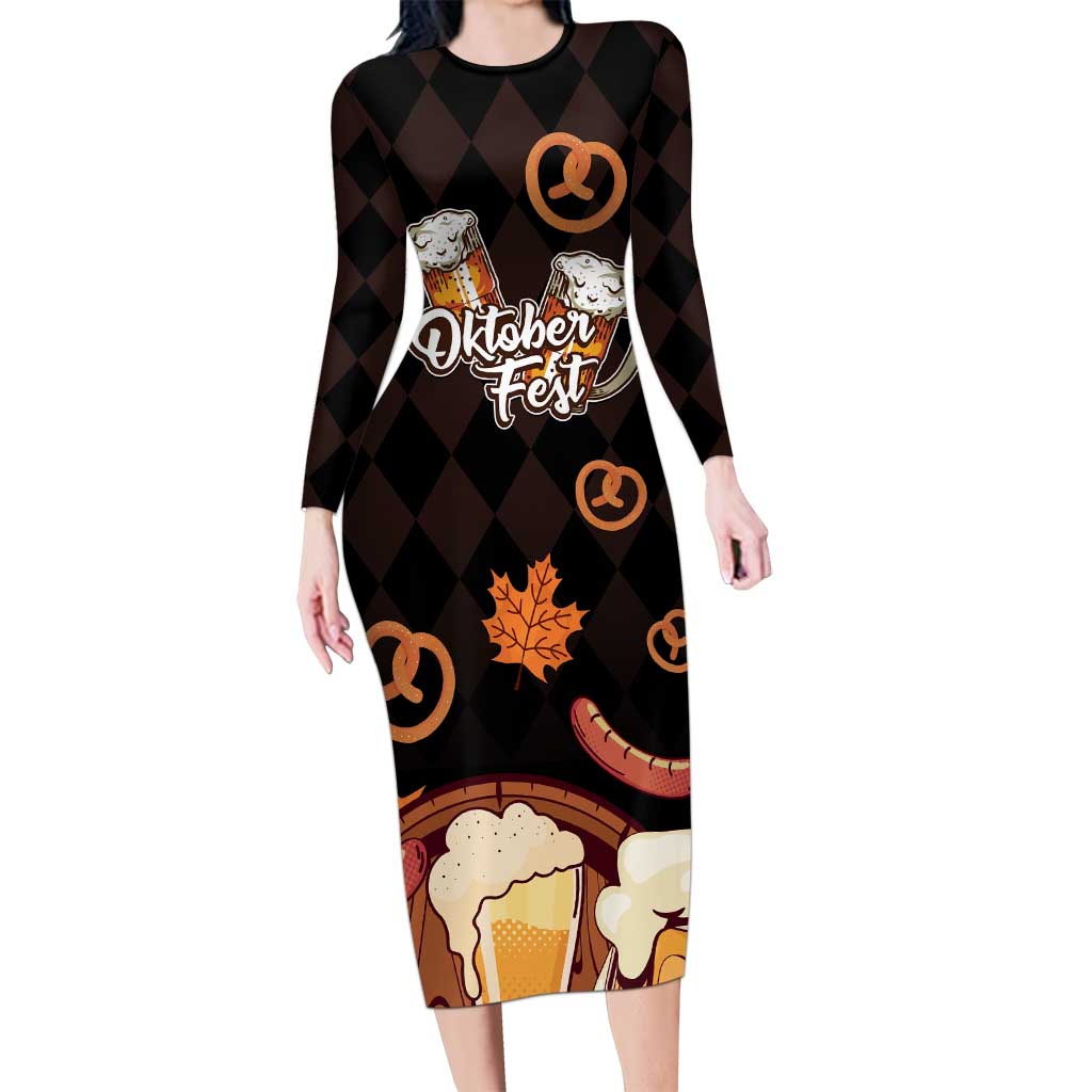 Oktoberfest German Beer Festival Celebration Long Sleeve Bodycon Dress - Wonder Print Shop