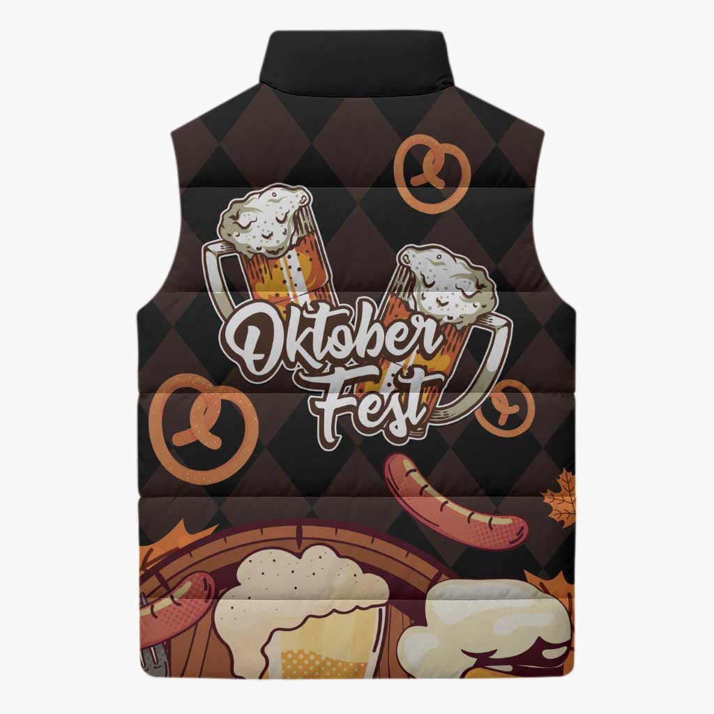 Oktoberfest German Beer Festival Celebration Sleeveless Puffer Jacket - Wonder Print Shop