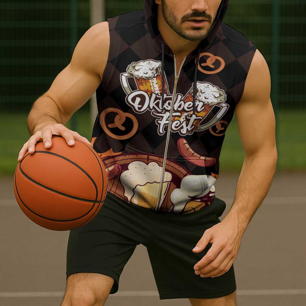 Oktoberfest German Beer Festival Celebration Sleeveless Zip Hoodie - Wonder Print Shop