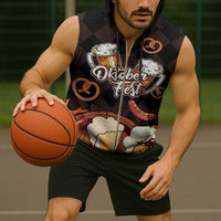 Oktoberfest German Beer Festival Celebration Sleeveless Zip Hoodie - Wonder Print Shop