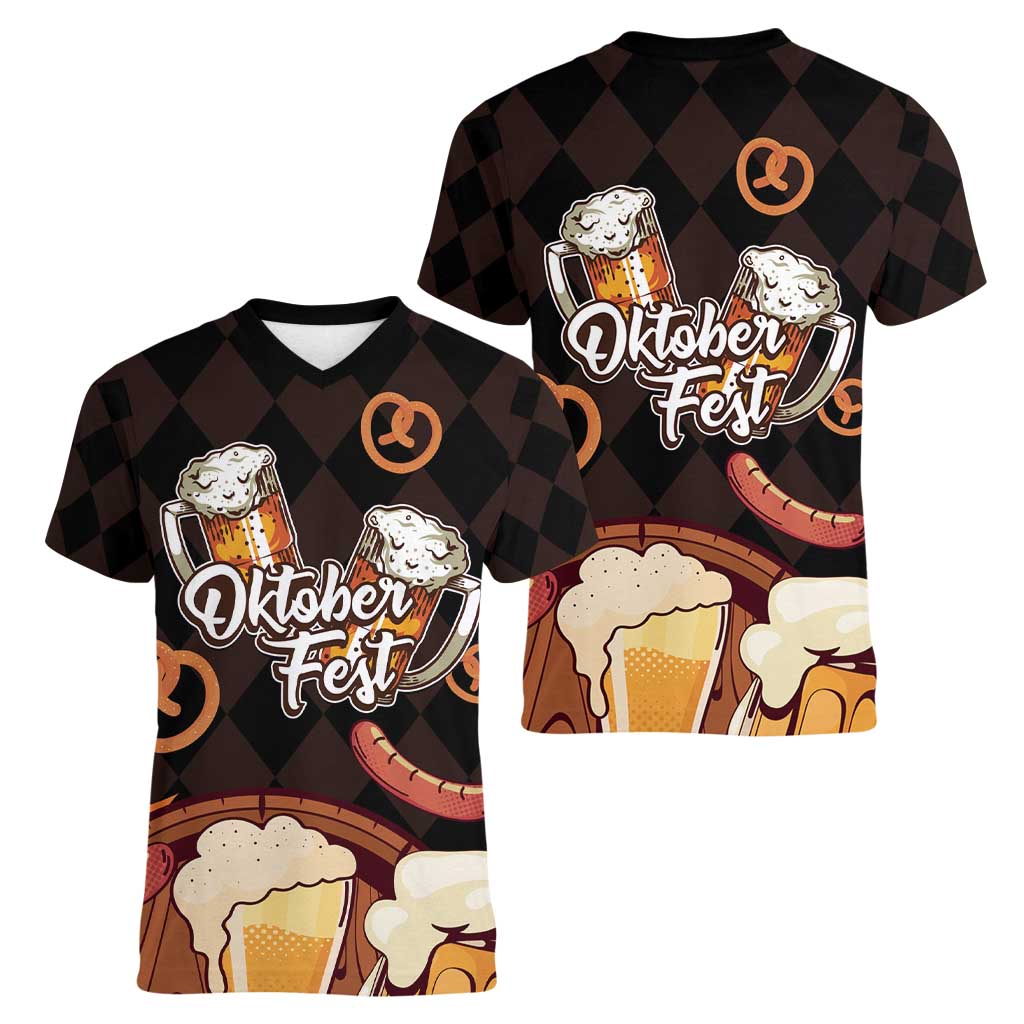 Oktoberfest German Beer Festival Celebration Women V-Neck T-Shirt - Wonder Print Shop