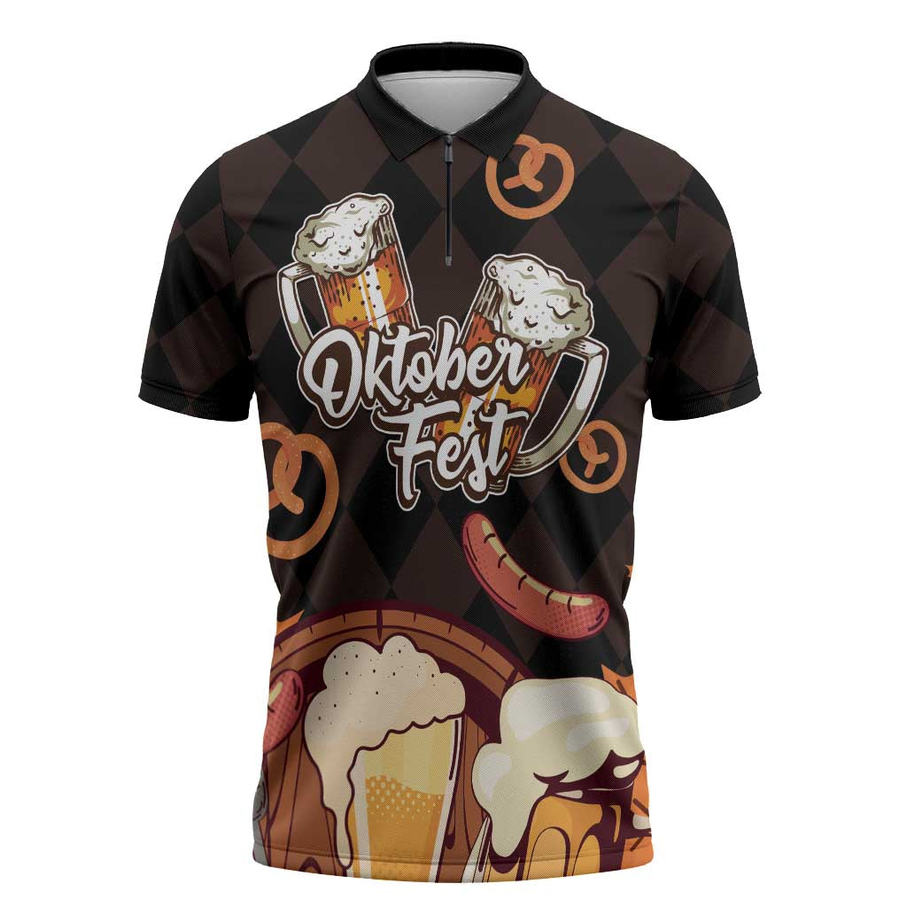 Oktoberfest German Beer Festival Celebration Zipper Polo Shirt - Wonder Print Shop