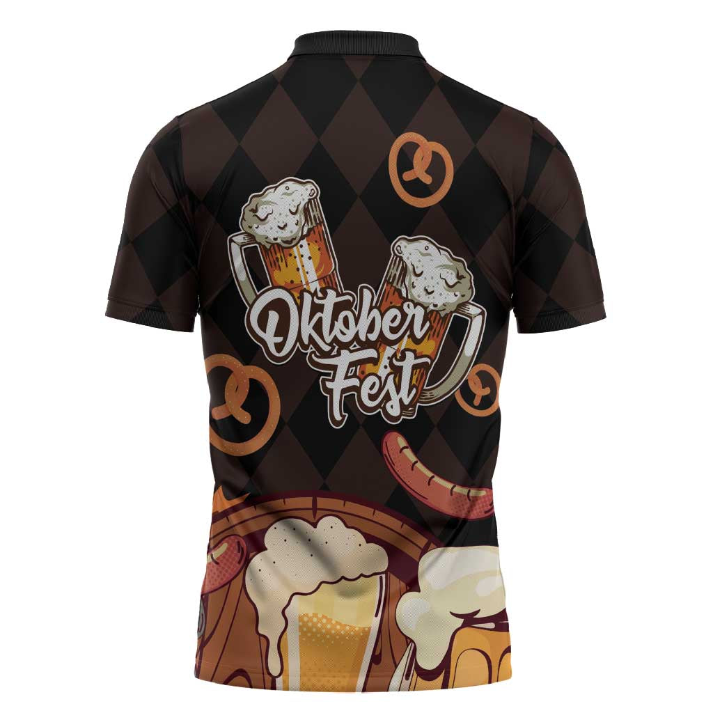 Oktoberfest German Beer Festival Celebration Zipper Polo Shirt - Wonder Print Shop