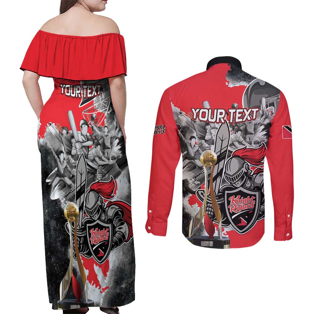 Personalized Trinbago Cricket Knight Riders Champion Couples Matching Off Shoulder Maxi Dress and Long Sleeve Button Shirt - Wonder Print Shop