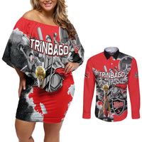 Personalized Trinbago Cricket Knight Riders Champion Couples Matching Off Shoulder Short Dress and Long Sleeve Button Shirt - Wonder Print Shop