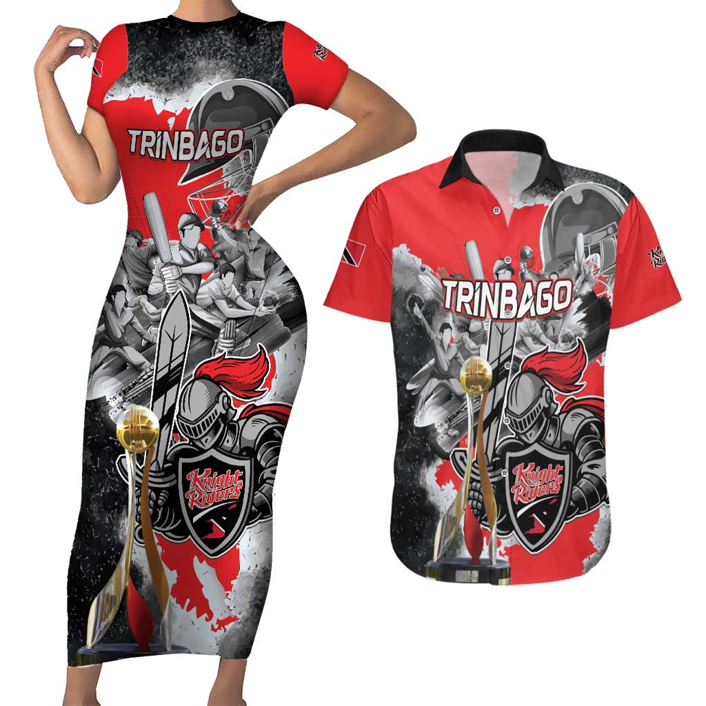 Personalized Trinbago Cricket Knight Riders Champion Couples Matching Short Sleeve Bodycon Dress and Hawaiian Shirt - Wonder Print Shop