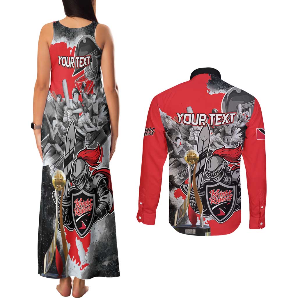 Personalized Trinbago Cricket Knight Riders Champion Couples Matching Tank Maxi Dress and Long Sleeve Button Shirt - Wonder Print Shop