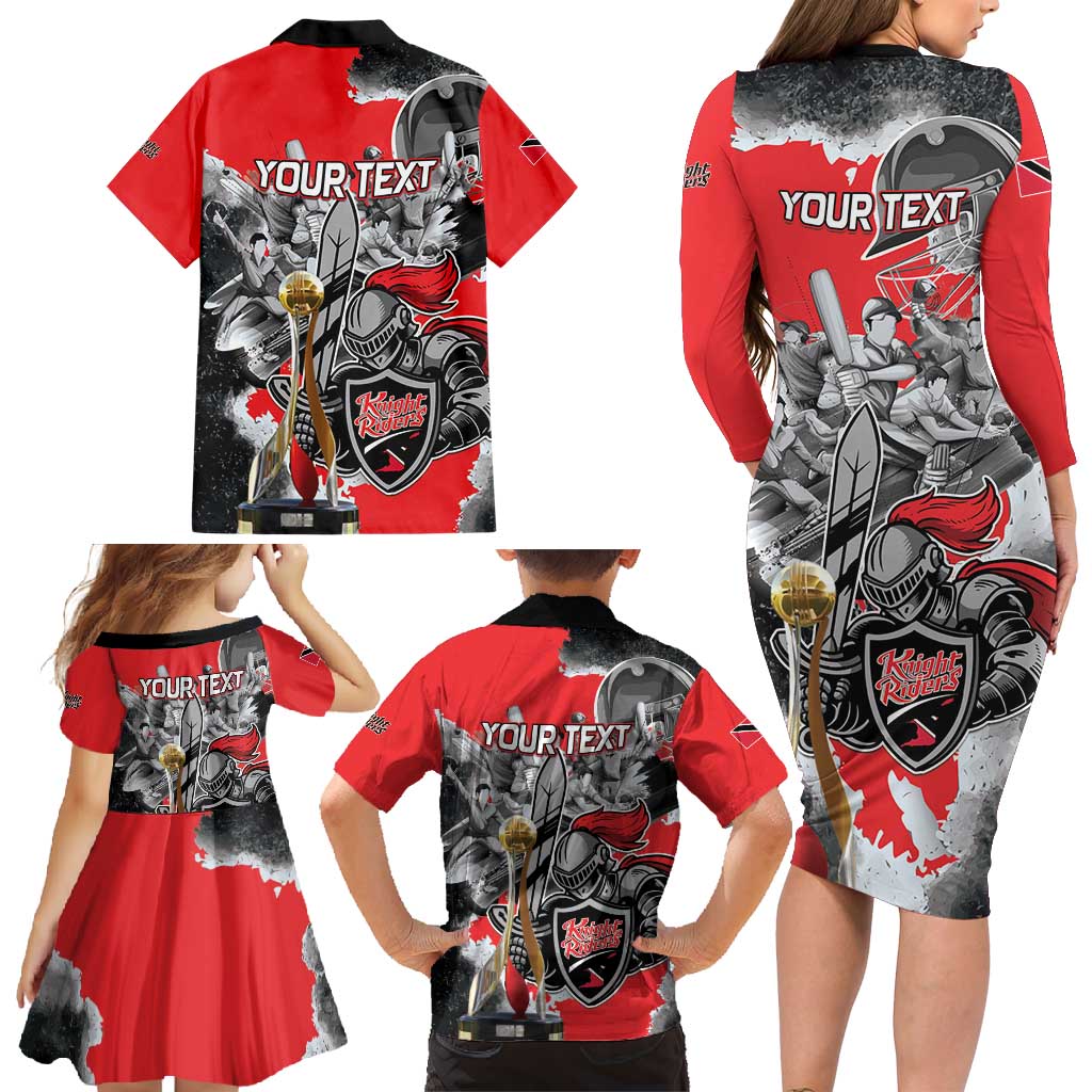Personalized Trinbago Cricket Knight Riders Champion Family Matching Long Sleeve Bodycon Dress and Hawaiian Shirt - Wonder Print Shop