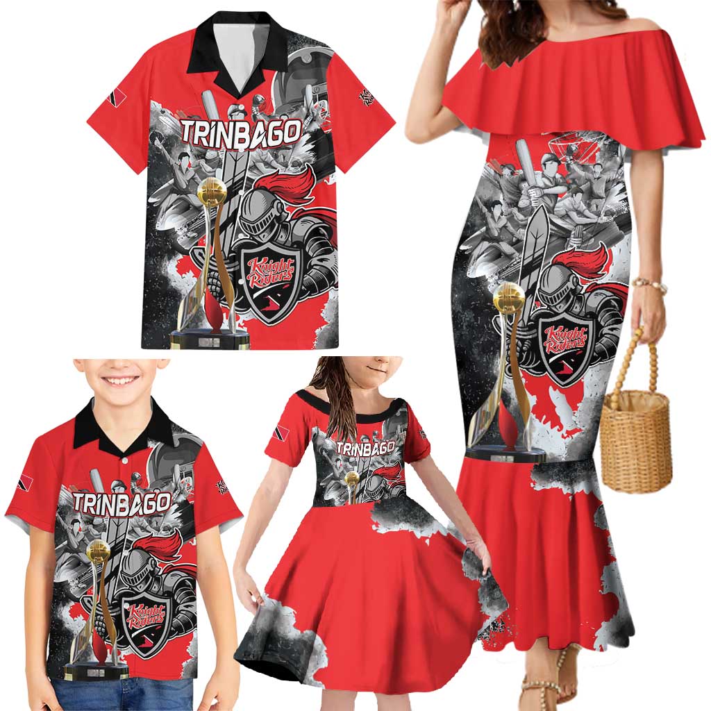 Personalized Trinbago Cricket Knight Riders Champion Family Matching Mermaid Dress and Hawaiian Shirt - Wonder Print Shop