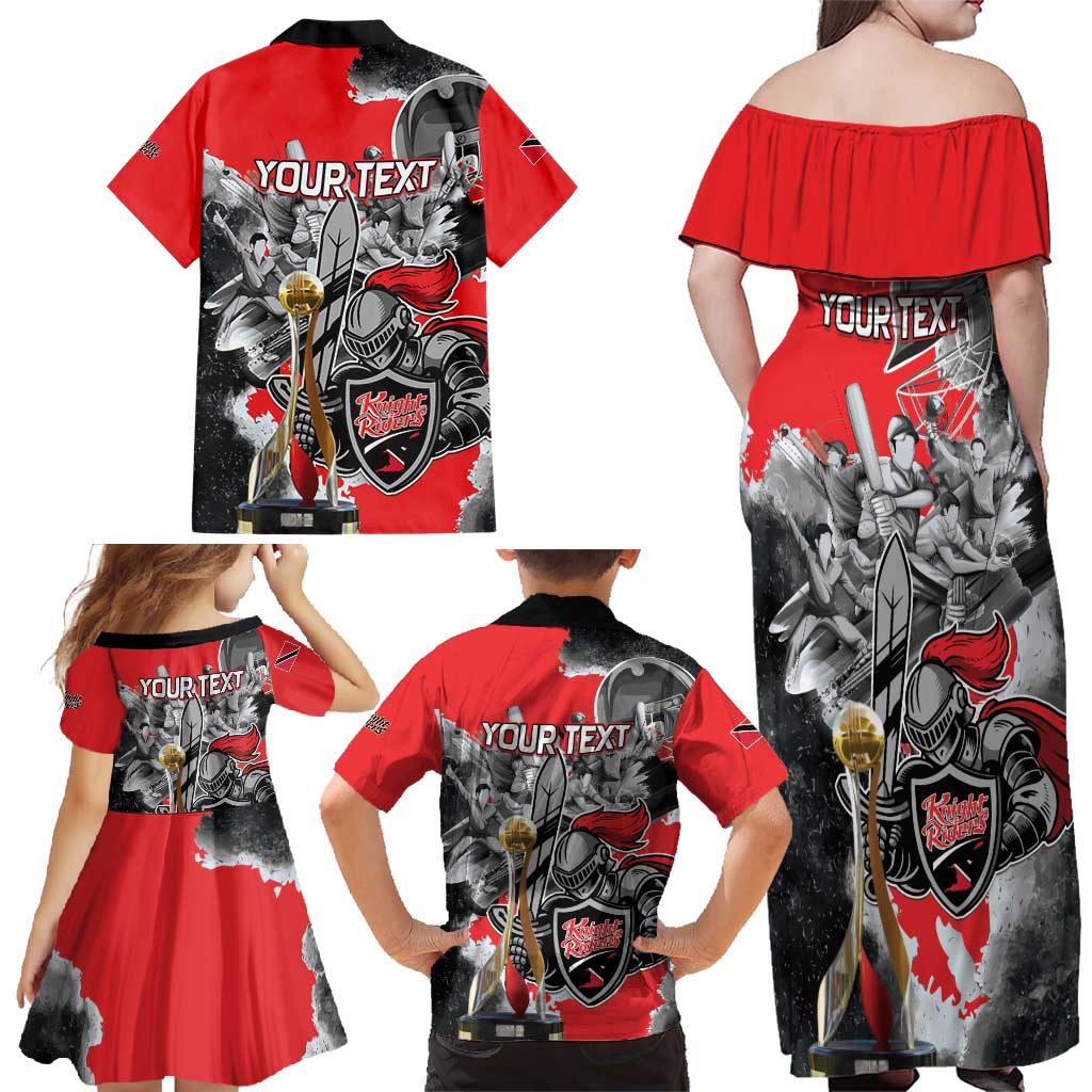 Personalized Trinbago Cricket Knight Riders Champion Family Matching Off Shoulder Maxi Dress and Hawaiian Shirt - Wonder Print Shop