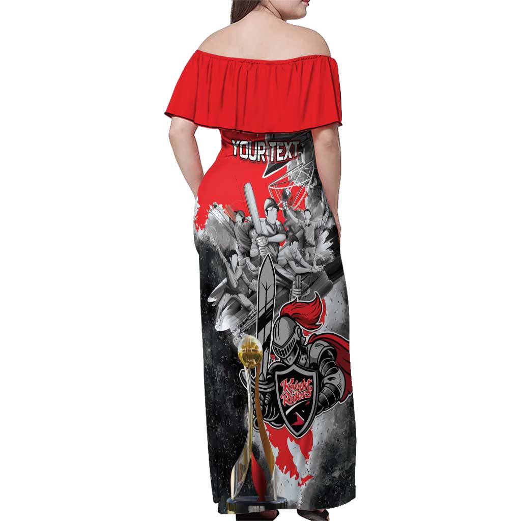 Personalized Trinbago Cricket Knight Riders Champion Family Matching Off Shoulder Maxi Dress and Hawaiian Shirt - Wonder Print Shop