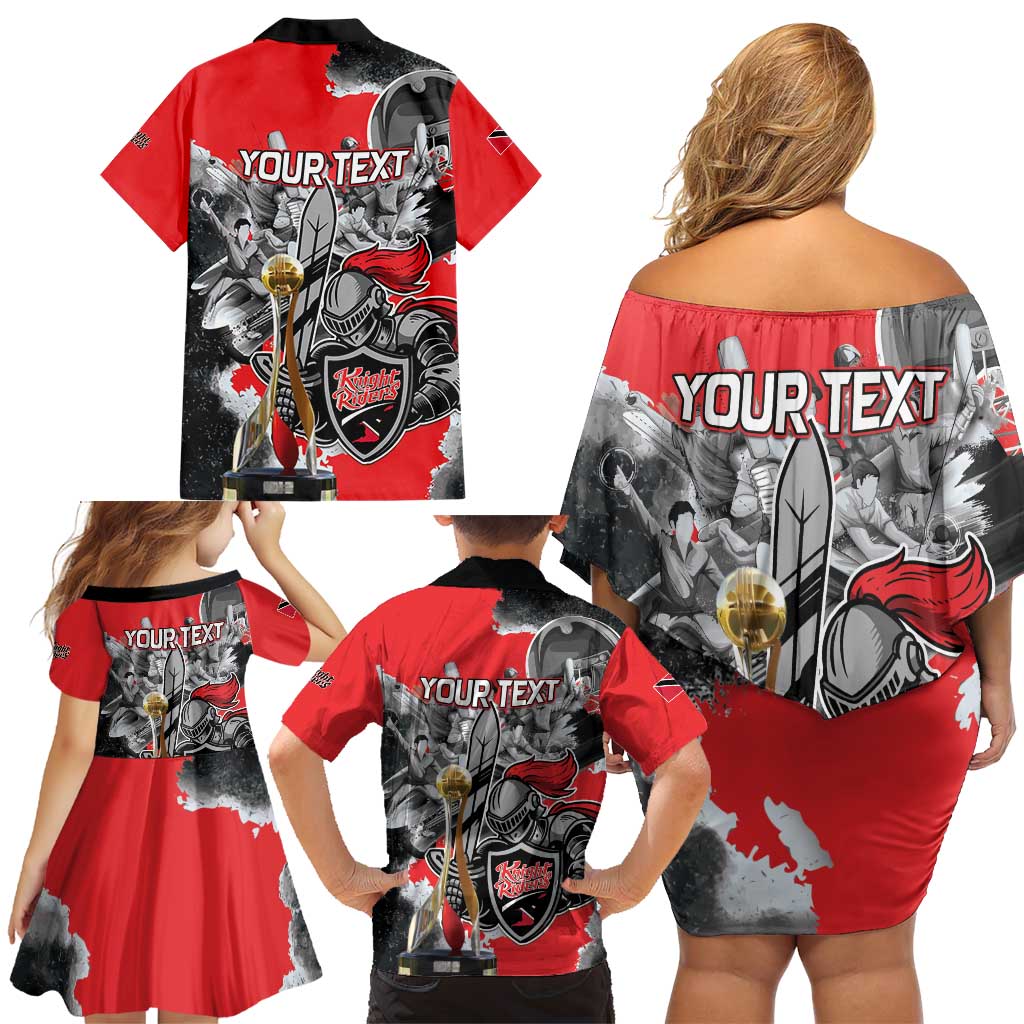 Personalized Trinbago Cricket Knight Riders Champion Family Matching Off Shoulder Short Dress and Hawaiian Shirt - Wonder Print Shop