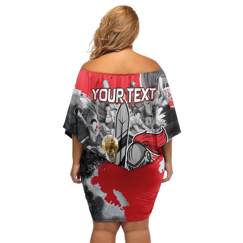 Personalized Trinbago Cricket Knight Riders Champion Family Matching Off Shoulder Short Dress and Hawaiian Shirt - Wonder Print Shop