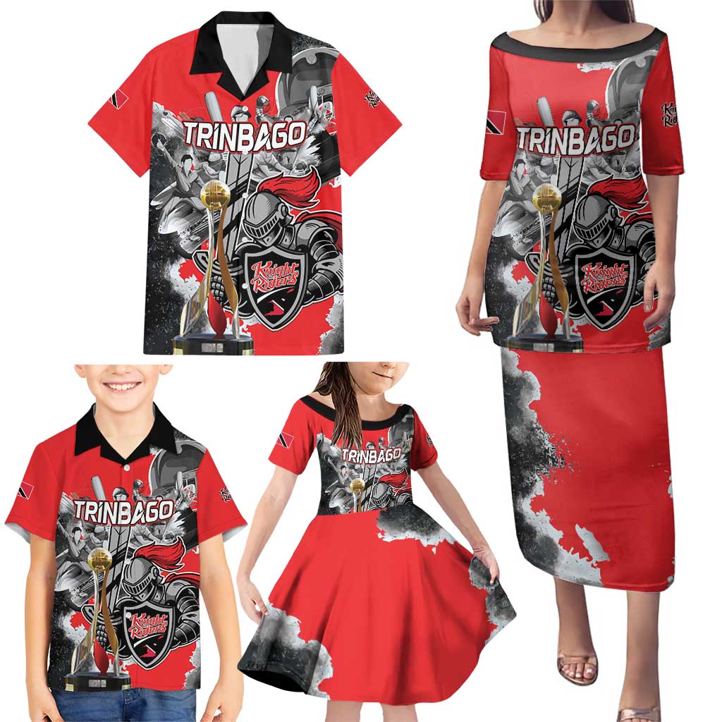 Personalized Trinbago Cricket Knight Riders Champion Family Matching Puletasi and Hawaiian Shirt - Wonder Print Shop