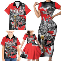Personalized Trinbago Cricket Knight Riders Champion Family Matching Short Sleeve Bodycon Dress and Hawaiian Shirt - Wonder Print Shop