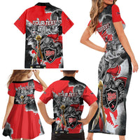 Personalized Trinbago Cricket Knight Riders Champion Family Matching Short Sleeve Bodycon Dress and Hawaiian Shirt - Wonder Print Shop