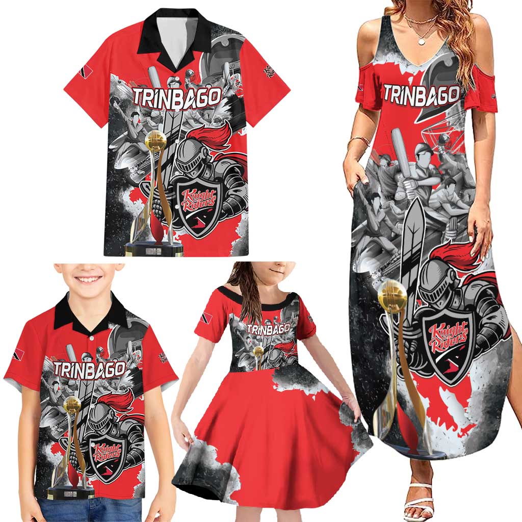 Personalized Trinbago Cricket Knight Riders Champion Family Matching Summer Maxi Dress and Hawaiian Shirt - Wonder Print Shop