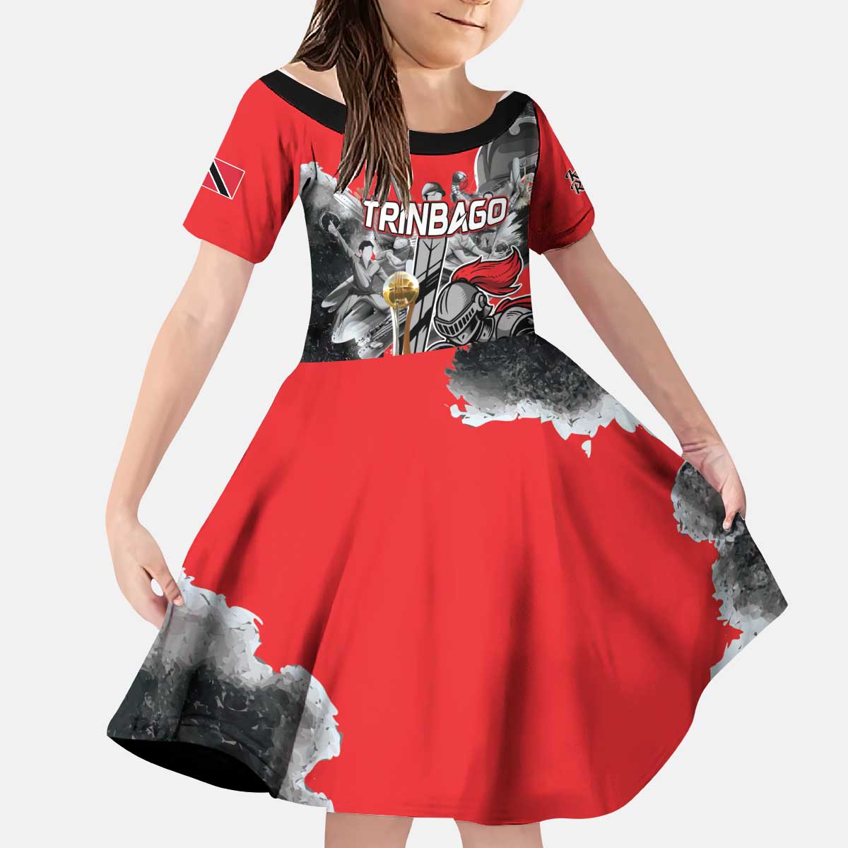 Personalized Trinbago Cricket Knight Riders Champion Kid Short Sleeve Dress - Wonder Print Shop