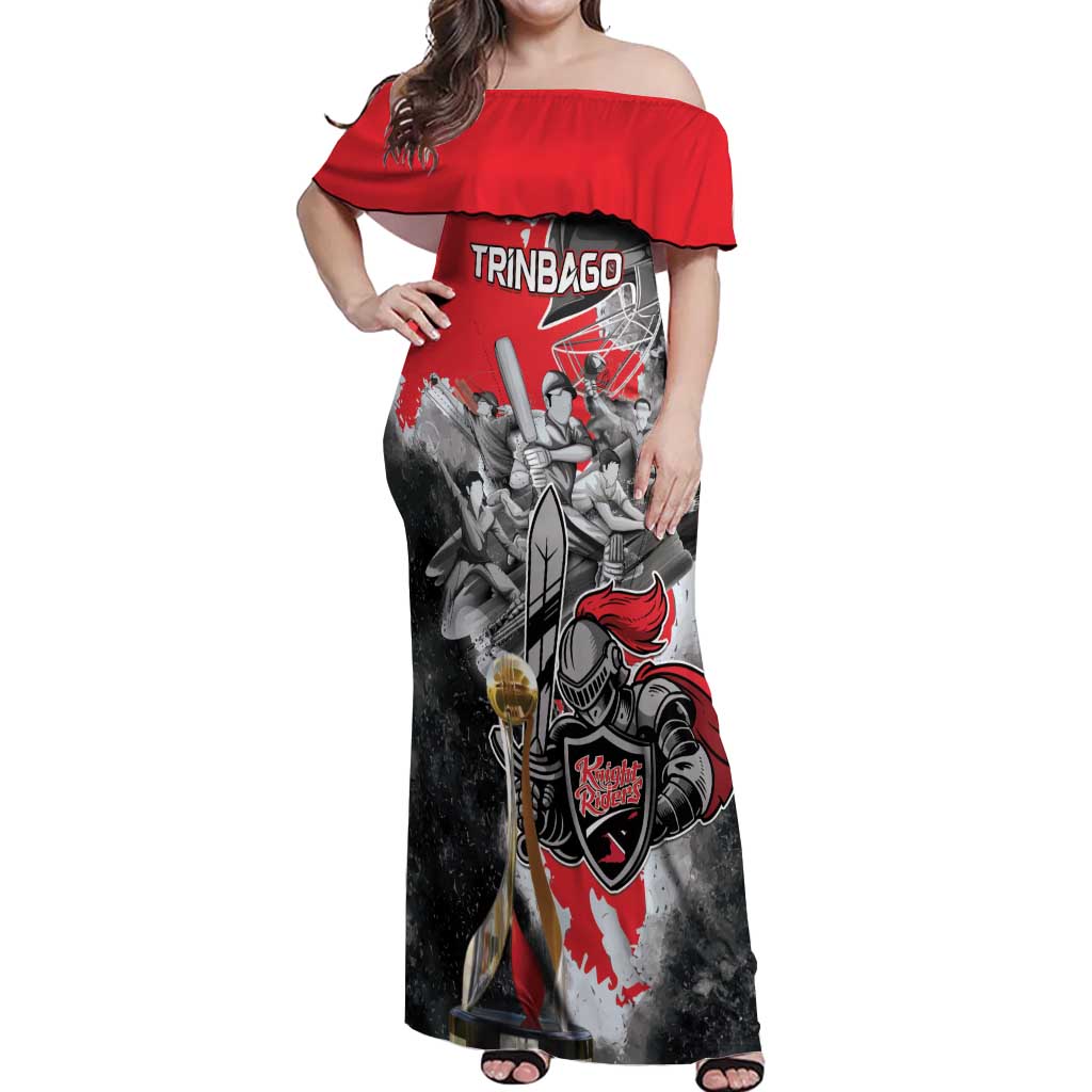 Personalized Trinbago Cricket Knight Riders Champion Off Shoulder Maxi Dress - Wonder Print Shop
