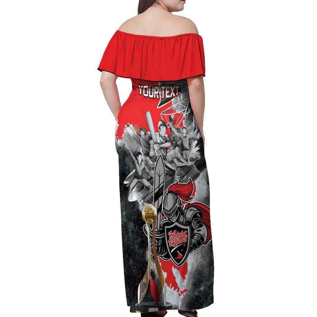Personalized Trinbago Cricket Knight Riders Champion Off Shoulder Maxi Dress - Wonder Print Shop