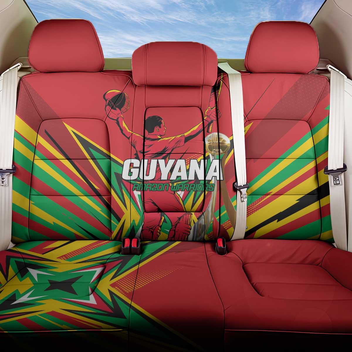 Amazon Warriors Champion Guyana Cricket Back Car Seat Cover - Wonder Print Shop