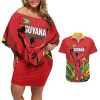 Personalized Amazon Warriors Champion Guyana Cricket Couples Matching Off Shoulder Short Dress and Hawaiian Shirt - Wonder Print Shop