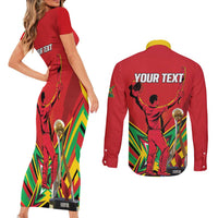 Personalized Amazon Warriors Champion Guyana Cricket Couples Matching Short Sleeve Bodycon Dress and Long Sleeve Button Shirt - Wonder Print Shop
