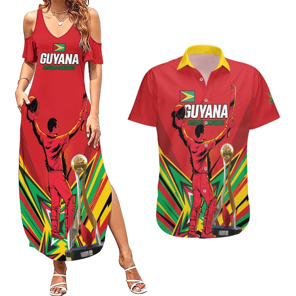 Personalized Amazon Warriors Champion Guyana Cricket Couples Matching Summer Maxi Dress and Hawaiian Shirt - Wonder Print Shop