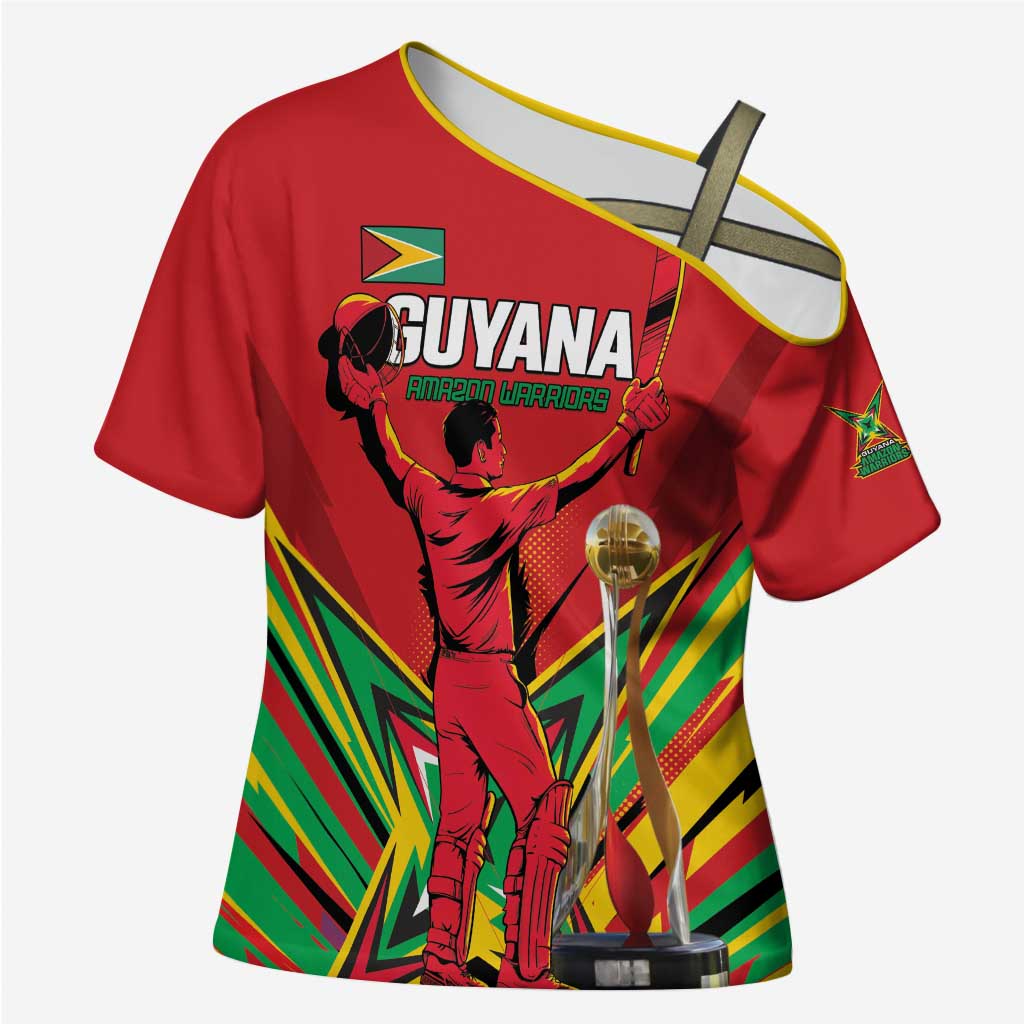 Personalized Amazon Warriors Champion Guyana Cricket Cross Shoulder Shirt - Wonder Print Shop