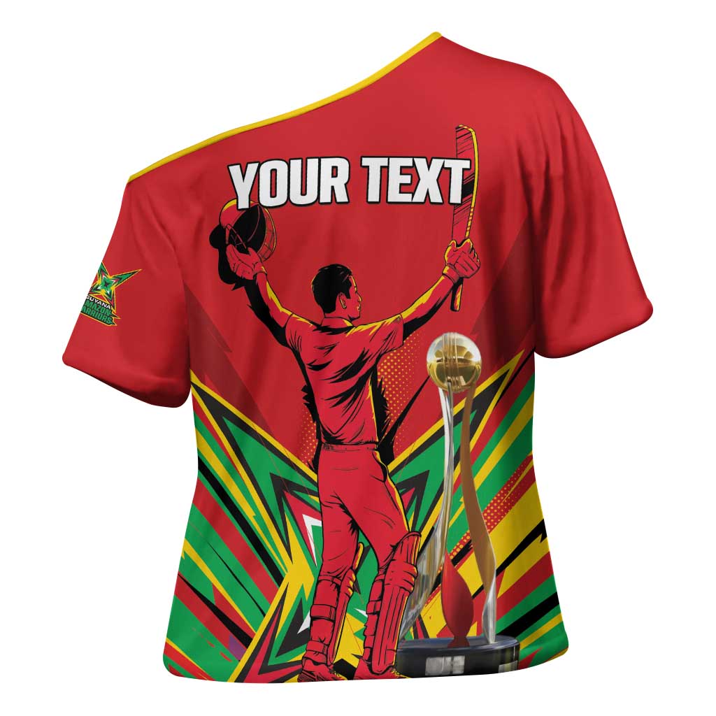 Personalized Amazon Warriors Champion Guyana Cricket Cross Shoulder Shirt - Wonder Print Shop