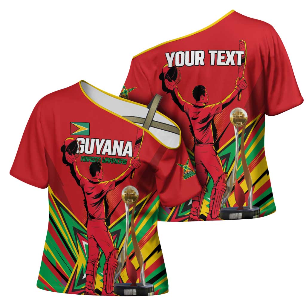 Personalized Amazon Warriors Champion Guyana Cricket Cross Shoulder Shirt - Wonder Print Shop
