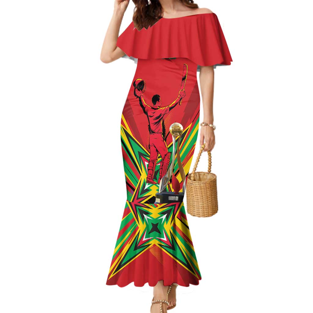 Personalized Amazon Warriors Champion Guyana Cricket Family Matching Mermaid Dress and Hawaiian Shirt - Wonder Print Shop