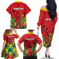 Personalized Amazon Warriors Champion Guyana Cricket Family Matching Off The Shoulder Long Sleeve Dress and Hawaiian Shirt - Wonder Print Shop
