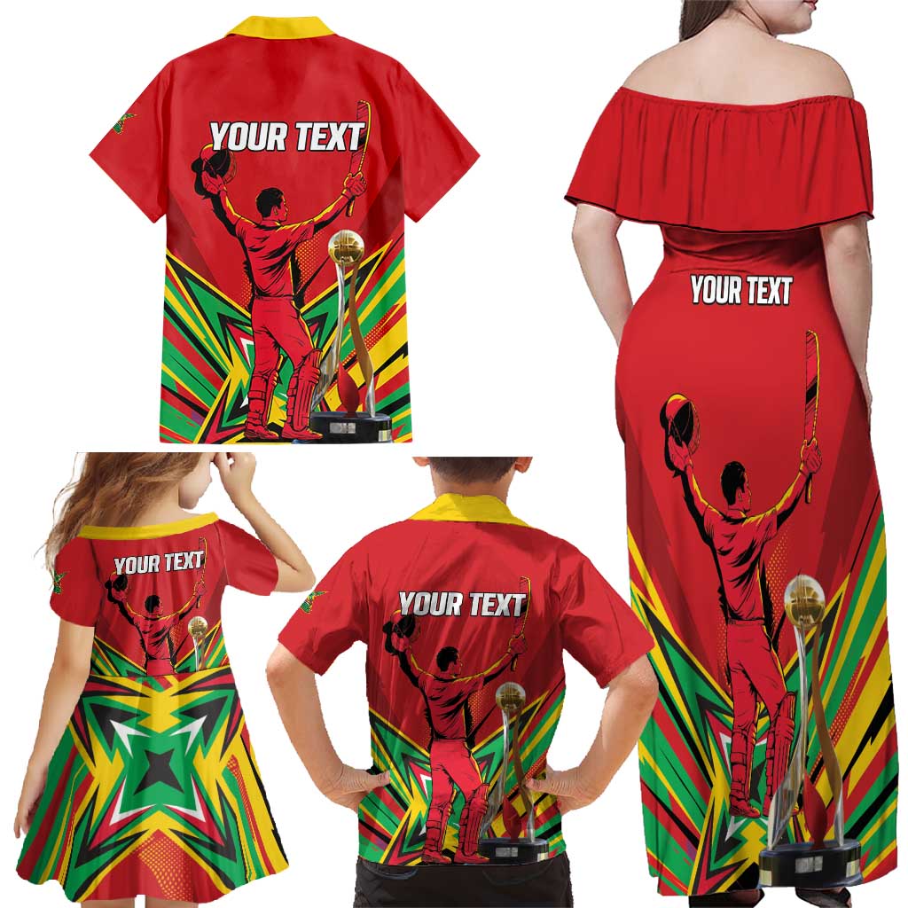 Personalized Amazon Warriors Champion Guyana Cricket Family Matching Off Shoulder Maxi Dress and Hawaiian Shirt - Wonder Print Shop