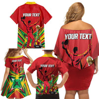 Personalized Amazon Warriors Champion Guyana Cricket Family Matching Off Shoulder Short Dress and Hawaiian Shirt - Wonder Print Shop