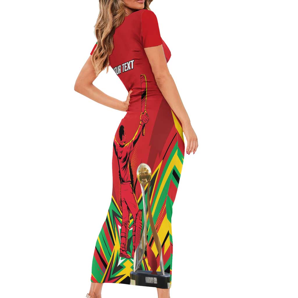 Personalized Amazon Warriors Champion Guyana Cricket Family Matching Short Sleeve Bodycon Dress and Hawaiian Shirt - Wonder Print Shop