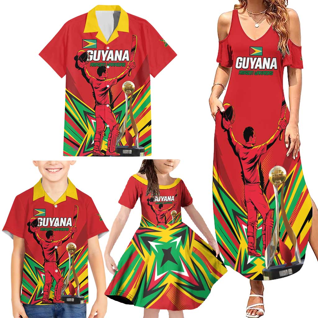 Personalized Amazon Warriors Champion Guyana Cricket Family Matching Summer Maxi Dress and Hawaiian Shirt - Wonder Print Shop