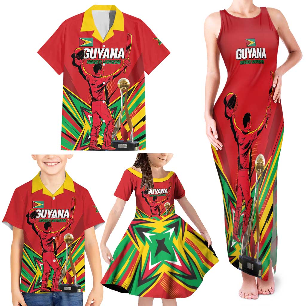 Personalized Amazon Warriors Champion Guyana Cricket Family Matching Tank Maxi Dress and Hawaiian Shirt - Wonder Print Shop