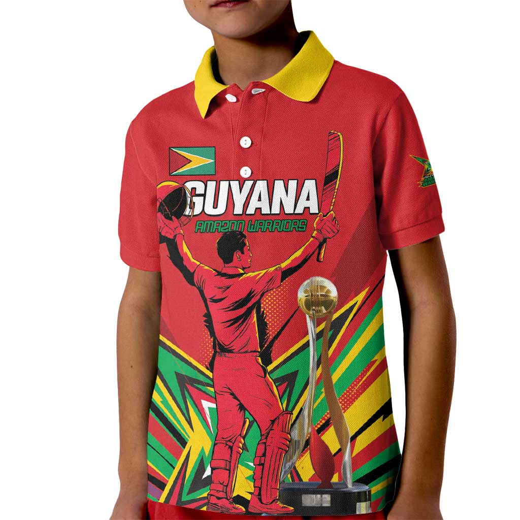 Personalized Amazon Warriors Champion Guyana Cricket Kid Polo Shirt - Wonder Print Shop