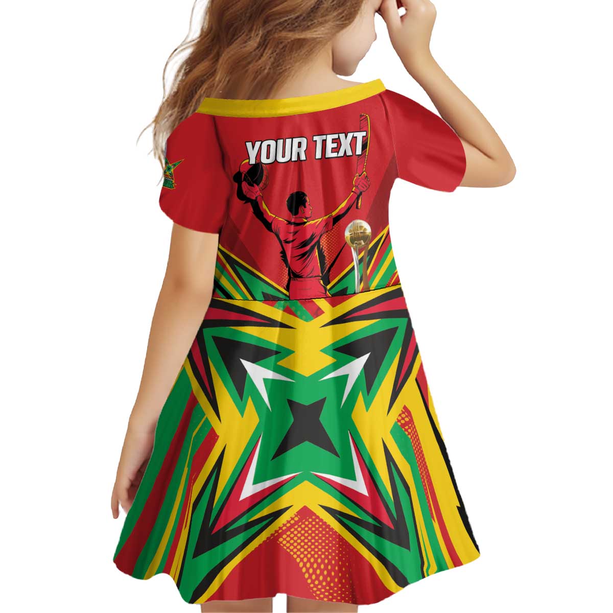 Personalized Amazon Warriors Champion Guyana Cricket Kid Short Sleeve Dress - Wonder Print Shop
