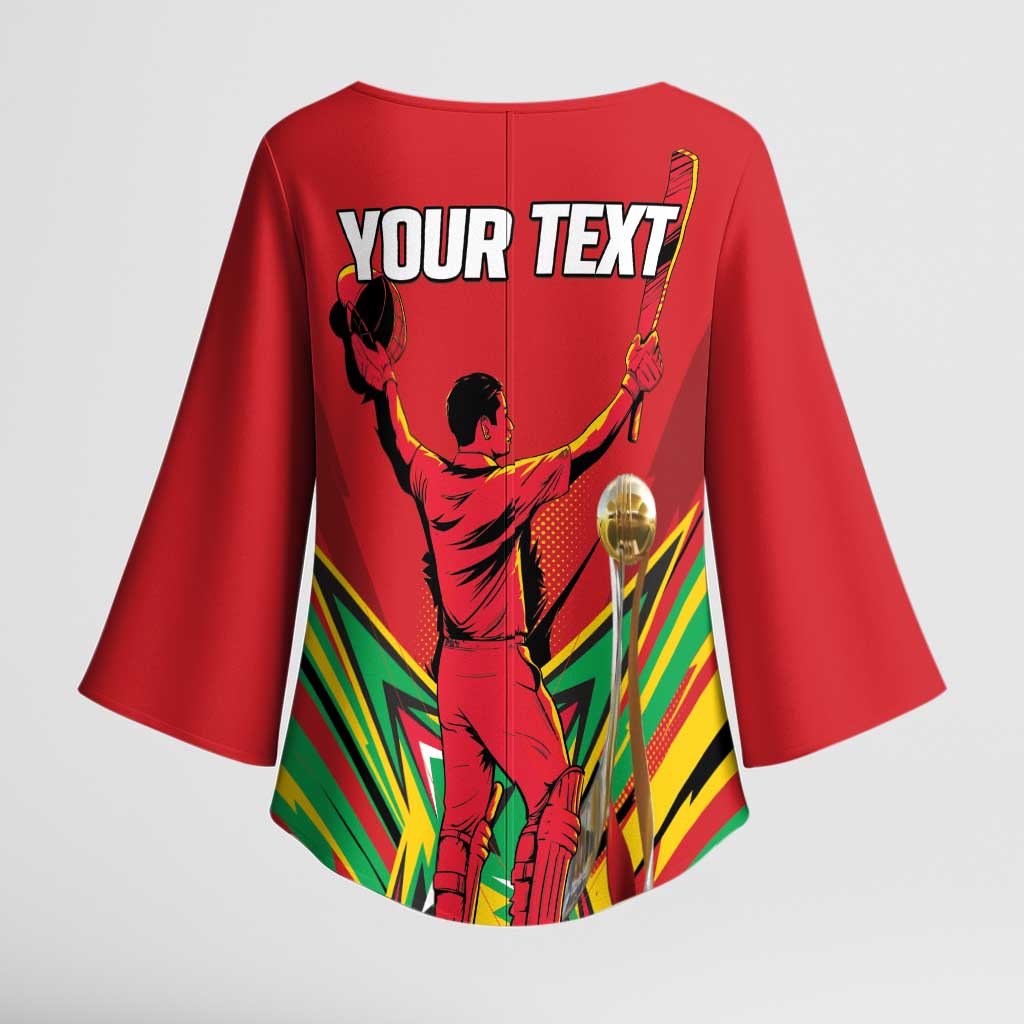 Personalized Amazon Warriors Champion Guyana Cricket Kimono Sleeve Blouse - Wonder Print Shop