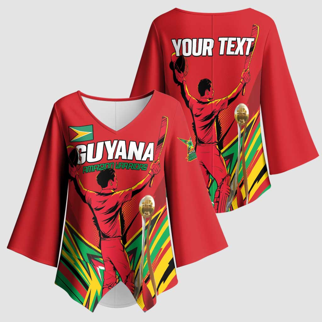 Personalized Amazon Warriors Champion Guyana Cricket Kimono Sleeve Blouse - Wonder Print Shop