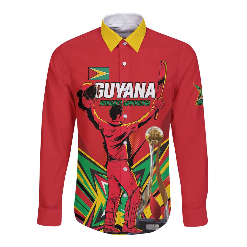 Personalized Amazon Warriors Champion Guyana Cricket Long Sleeve Button Shirt - Wonder Print Shop