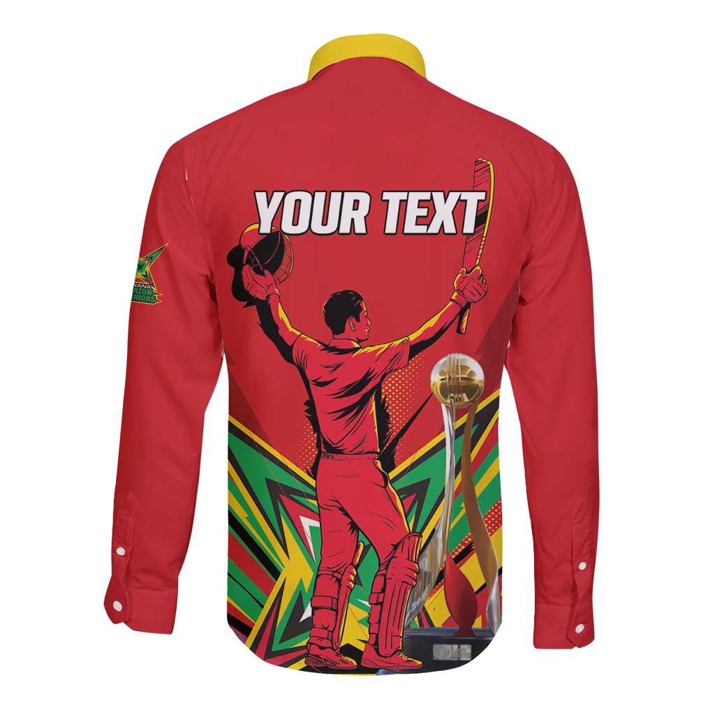 Personalized Amazon Warriors Champion Guyana Cricket Long Sleeve Button Shirt - Wonder Print Shop
