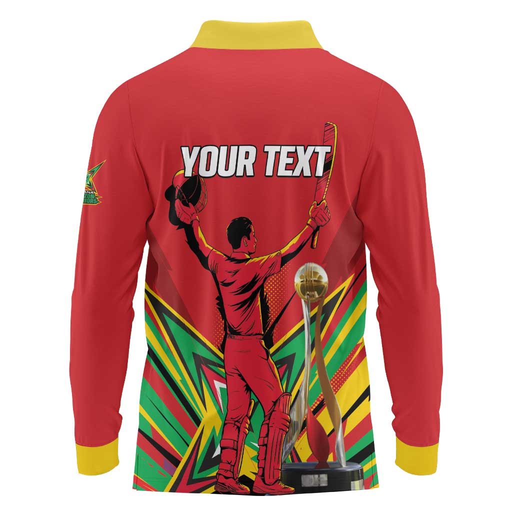 Personalized Amazon Warriors Champion Guyana Cricket Long Sleeve Polo Shirt - Wonder Print Shop