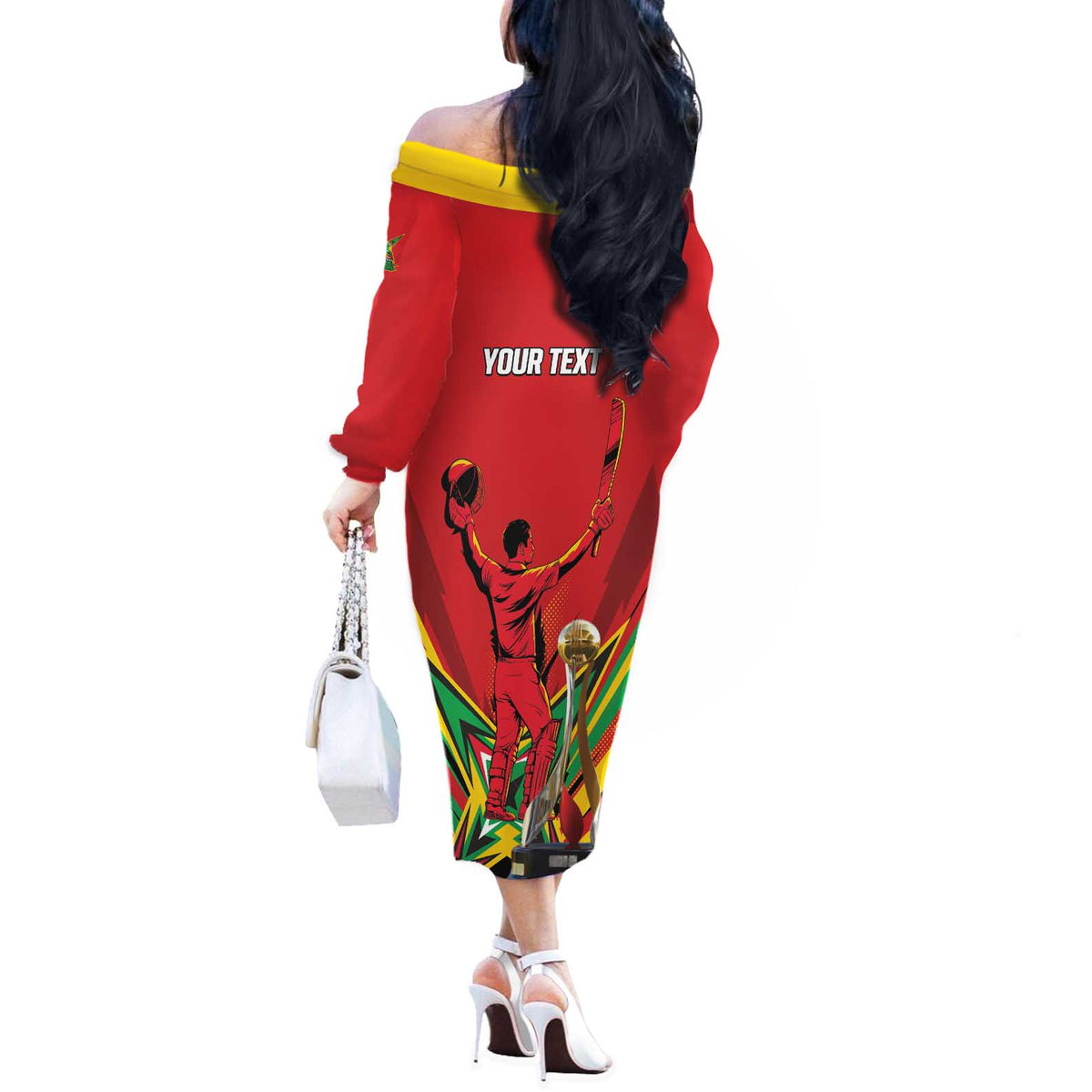 Personalized Amazon Warriors Champion Guyana Cricket Off The Shoulder Long Sleeve Dress - Wonder Print Shop