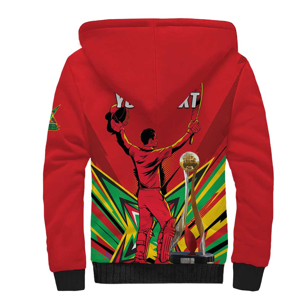 Personalized Amazon Warriors Champion Guyana Cricket Sherpa Hoodie - Wonder Print Shop