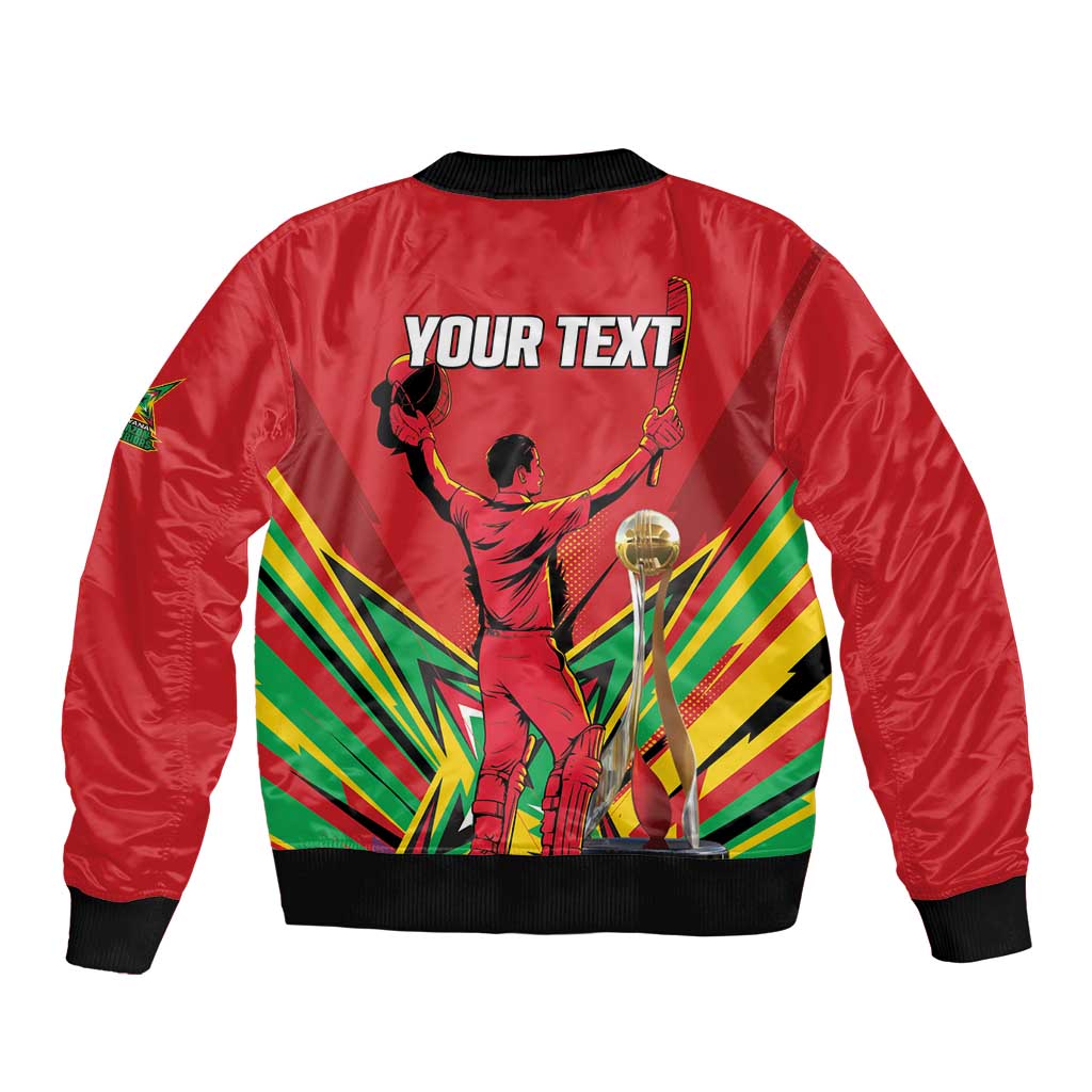 Personalized Amazon Warriors Champion Guyana Cricket Sleeve Zip Bomber Jacket - Wonder Print Shop